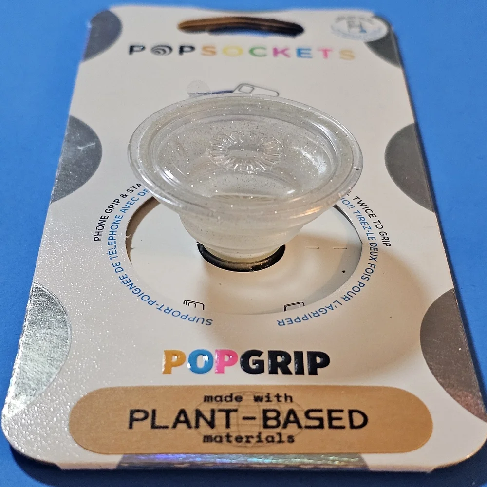 Popsocket - Plant-Based Clear Glitter Silver (GLOSS)